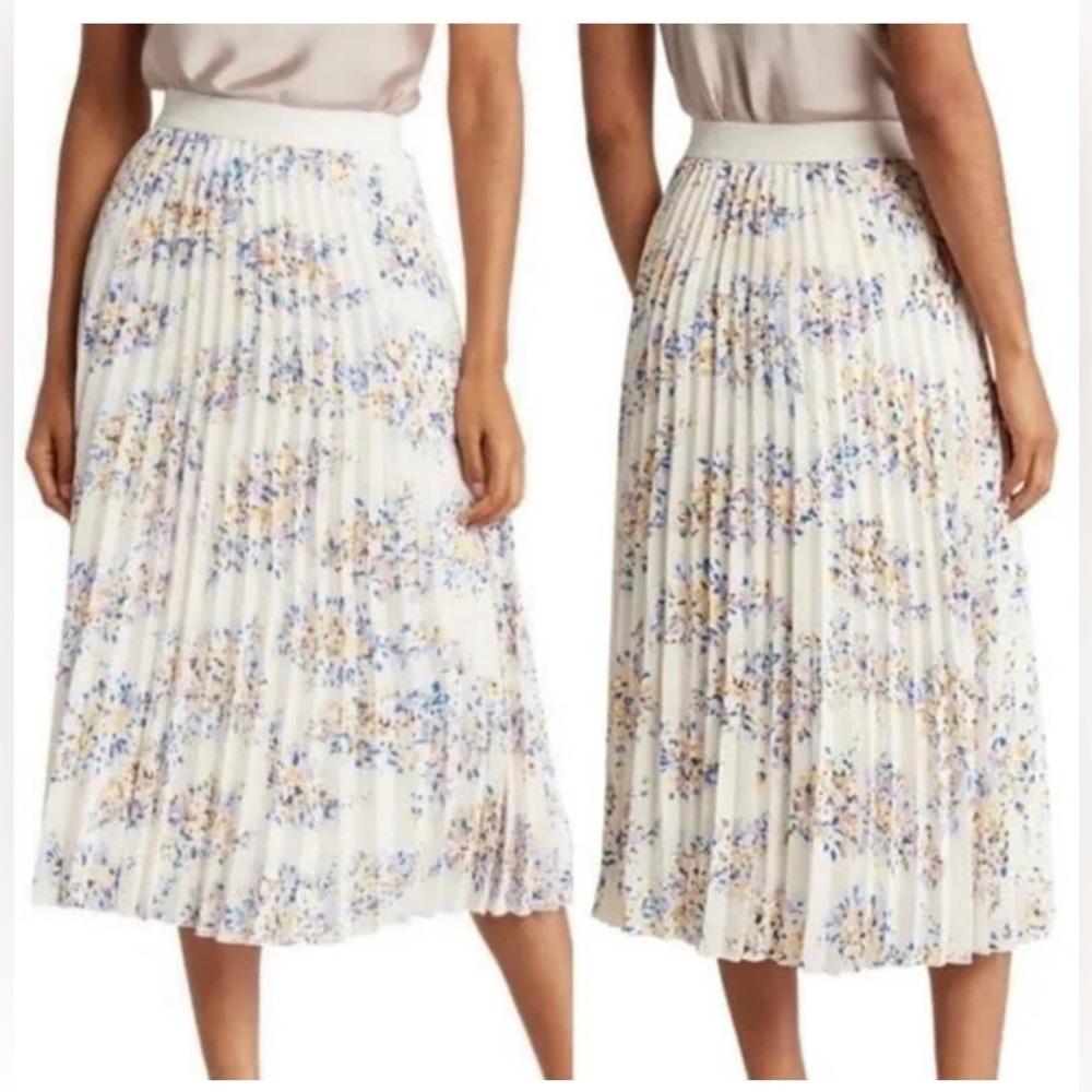 Vince Camuto Pleated Midi Skirt in White and Blue size XXL new with tag